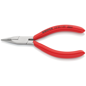 Knipex Flachrundzange mit Schneide (Radiozange) mit Kunststoff überzogen verchromt 125 mm