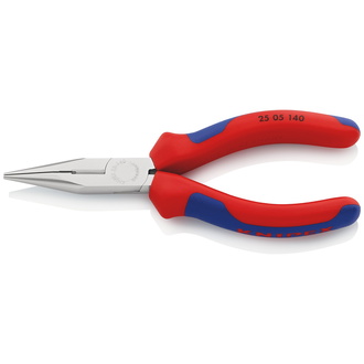 Knipex Flachrundzange mit Schneide (Radiozange), mit Mehrkomponenten-Hüllen, verchromt 140 mm