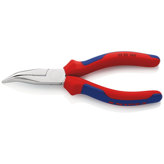 Knipex Flachrundzange mit Schneide (Radiozange), mit Mehrkomponenten-Hüllen, verchromt 160 mm, Backen gewinkelt, 40°