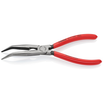 Knipex Flachrundzange mit Schneide (Storchschnabelzange), mit Kunststoff überzogen, schwarz atramentiert, 200 mm (SB-Karte/Blister), Art.Nr. 26 21 200