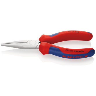 Knipex Langbeckzange, mit Mehrkomponenten-Hüllen, verchromt 140 mm, flache Backen