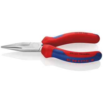 Knipex Langbeckzange, mit Mehrkomponenten-Hüllen, verchromt 140 mm, flach-runde Backen