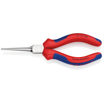 Knipex Greifzange (Nadelzange), mit Mehrkomponenten-Hüllen, verchromt 160 mm, flache, schmale Backen