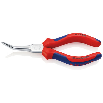 Knipex Greifzange (Nadelzange), mit Mehrkomponenten-Hüllen, verchromt 160 mm, Backen gewinkelt, 45°