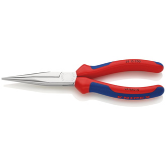 Knipex Mechanikerzange, mit Mehrkomponenten-Hüllen, verchromt, 200 mm, gerade, flach-runde Backen