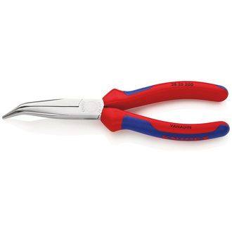 Knipex Mechanikerzange, mit Mehrkomponenten-Hüllen, verchromt, 200 mm, 40° gewinkelte, flach-runde Backen