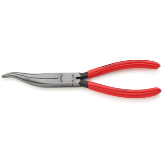 Knipex Mechanikerzange, mit Kunststoff überzogen, schwarz atramentiert, 200 mm, gekröpfte, flach-runde Backen