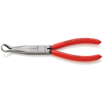 Knipex Mechanikerzange, mit Kunststoff überzogen, schwarz atramentiert, 200 mm, 45° gewinkelte, flach-runde, lange Backen