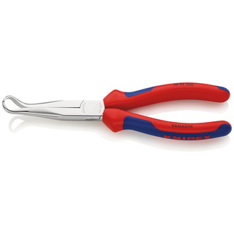 Knipex Mechanikerzange, mit Mehrkomponenten-Hüllen, verchromt, 200 mm, 45° gewinkelte, flach-runde, lange Backen