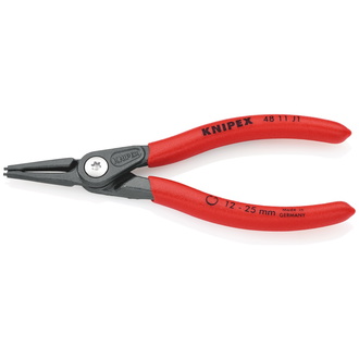 Knipex Präzisions-Sicherungsringzange für Innenringe in Bohrungen, rutschhemmender Kunststoff überzogen, grau atramentiert 140 mm, Art.Nr. 48 11 J1