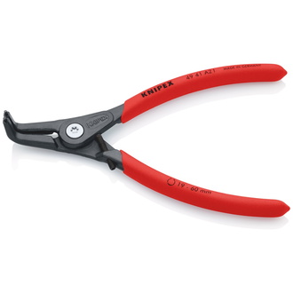 Knipex Präzisions-Sicherungsringzange für Außenringe auf Wellen, mit rutschhemmendem Kunststoff überzogen, grau atramentiert 165 mm, Art.Nr. 49 41 A21