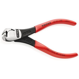 Knipex Kraft-Vornschneider, mit Kunststoff überzogen, schwarz atramentiert, 140 mm (SB-Karte/Blister)