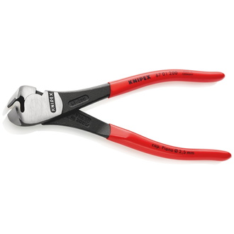 Knipex Kraft-Vornschneider, mit Kunststoff überzogen, schwarz atramentiert, 200 mm (SB-Karte/Blister)