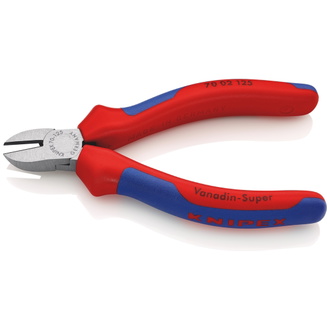 Knipex Seitenschneider, mit Mehrkomponenten-Hüllen, schwarz atramentiert 125 mm (SB-Karte/Blister)