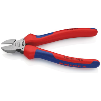 Knipex Seitenschneider, mit Mehrkomponenten-Hüllen, schwarz atramentiert 160 mm (SB-Karte/Blister)