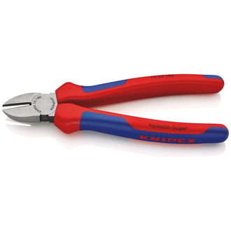 Knipex Seitenschneider, mit Mehrkomponenten-Hüllen, schwarz atramentiert 180 mm (SB-Karte/Blister)