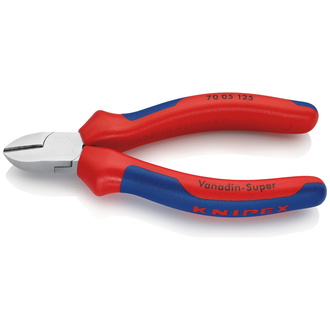 Knipex Seitenschneider, mit Mehrkomponenten-Hüllen, verchromt 125 mm