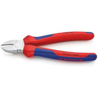 Knipex Seitenschneider, mit Mehrkomponenten-Hüllen, verchromt 180 mm (SB-Karte/Blister)