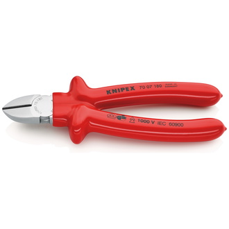 Knipex Seitenschneider tauchisoliert, VDE-geprüft verchromt 180 mm