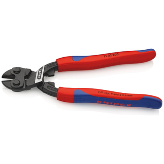 Knipex CoBolt Kompakt-Bolzenschneider, mit Mehrkomponenten-Hüllen, schwarz atramentiert, 200 mm (SB-Karte/Blister), Art.Nr. 71 02 200 SB