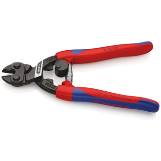 Knipex CoBolt Kompakt-Bolzenschneider, mit Mehrkomponenten-Hüllen, schwarz atramentiert, 200 mm (SB-Karte/Blister), Art.Nr. 71 32 200 SB