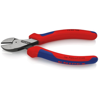 Knipex X-Cut Kompakt-Seitenschneider hochübersetzt, mit Mehrkomponenten-Hüllen, schwarz atramentiert 160 mm (SB-Karte/Blister)