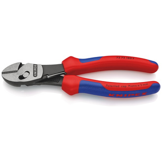 Knipex TwinForce Hochleistungs-Seitenschneider mit Öffnungsfeder, mit Mehrkomponenten-Hüllen, schwarz atramentiert 180 mm