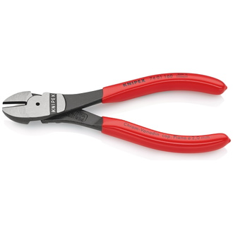 Knipex Kraft-Seitenschneider, mit Kunststoff überzogen, schwarz atramentiert, 160 mm (SB-Karte/Blister)