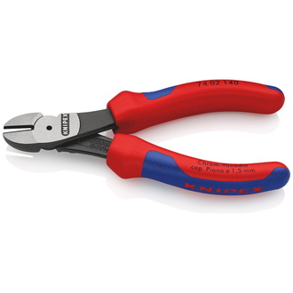 Knipex Kraft-Seitenschneider, mit Mehrkomponenten-Hüllen, schwarz atramentiert 140 mm (SB-Karte/Blister)
