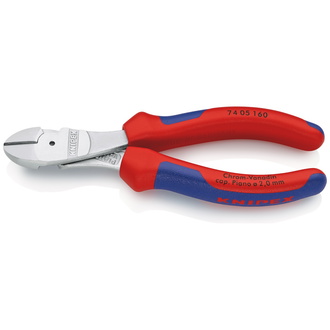 Knipex Kraft-Seitenschneider, mit Mehrkomponenten-Hüllen, verchromt 160 mm