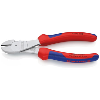 Knipex Kraft-Seitenschneider, mit Mehrkomponenten-Hüllen, verchromt 180 mm (SB-Karte/Blister)