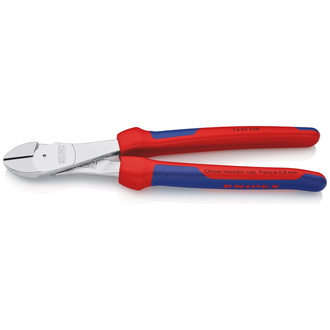 Knipex Kraft-Seitenschneider, mit Mehrkomponenten-Hüllen, verchromt 250 mm