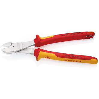 Knipex Kraft-Seitenschneider isoliert mit Mehrkomponenten-Hüllen, VDE-geprüft, mit integrierter isolierter Befestigungsöse, Art.Nr. 74 06 250 T BK