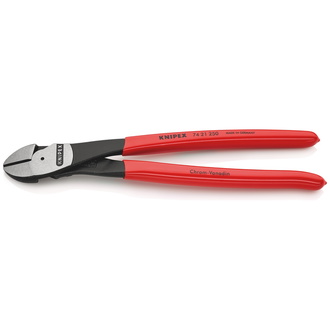 Knipex Kraft-Seitenschneider, mit Kunststoff überzogen, schwarz atramentiert, 250 mm, Backen gewinkelt, 25°