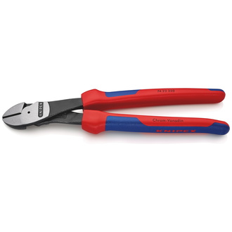 Knipex Kraft-Seitenschneider, mit Mehrkomponenten-Hüllen, schwarz atramentiert 250 mm, Art.Nr. 74 22 250