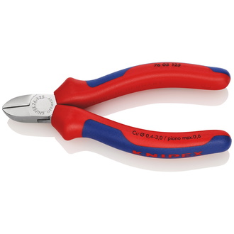 Knipex Seitenschneider für Elektromechaniker, mit Mehrkomponenten-Hüllen, verchromt 125 mm