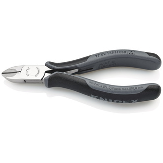 Knipex Elektronik-Seitenschneider mit eingesetzter Hartmetallschneide ESD, mit Mehrkomponenten-Hüllen, 135 mm