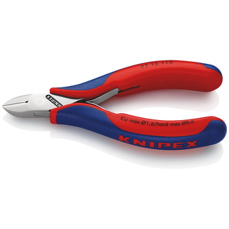 Knipex Elektronik-Seitenschneider, mit Mehrkomponenten-Hüllen, 115 mm, Art.Nr. 77 12 115