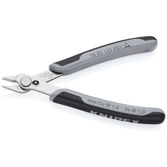 Knipex Electronic Super Knips ESD, mit Mehrkomponenten-Hüllen, 125 mm (SB-Karte/Blister)