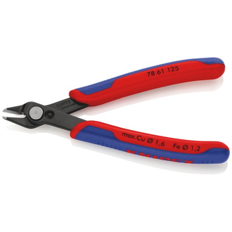 Knipex Electronic Super Knips, mit Mehrkomponenten-Hüllen, brüniert, 125 mm (SB-Karte/Blister), Art.Nr. 78 61 125 SB