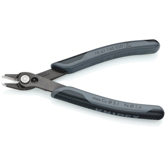 Knipex Electronic Super Knips XL ESD, mit Mehrkomponenten-Hüllen, brüniert, 140 mm (SB-Karte/Blister)