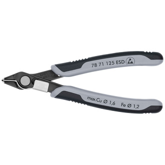 Knipex Electronic Super Knips ESD, mit Mehrkomponenten-Hüllen, brüniert, 125 mm, Art.Nr. 78 71 125 ESD