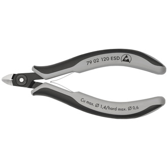 Knipex Präzisions-Elektronik-Seitenschneider ESD, mit Mehrkomponenten-Hüllen, brüniert, 120 mm, Art.Nr. 79 02 120 ESD