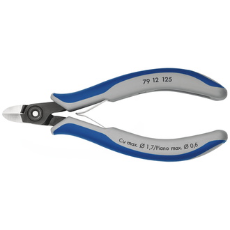 Knipex Präzisions-Elektronik-Seitenschneider, mit Mehrkomponenten-Hüllen, brüniert, 125 mm, Art.Nr. 79 12 125