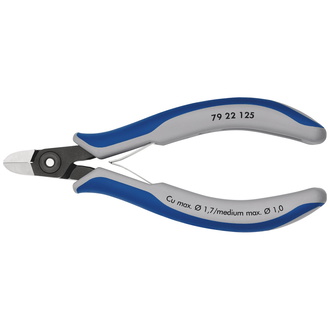 Knipex Präzisions-Elektronik-Seitenschneider, mit Mehrkomponenten-Hüllen, brüniert, 125 mm, Art.Nr. 79 22 125