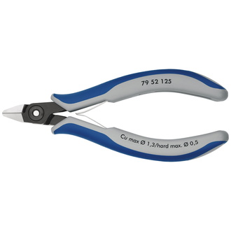 Knipex Präzisions-Elektronik-Seitenschneider, mit Mehrkomponenten-Hüllen, brüniert, 125 mm, Art.Nr. 79 52 125