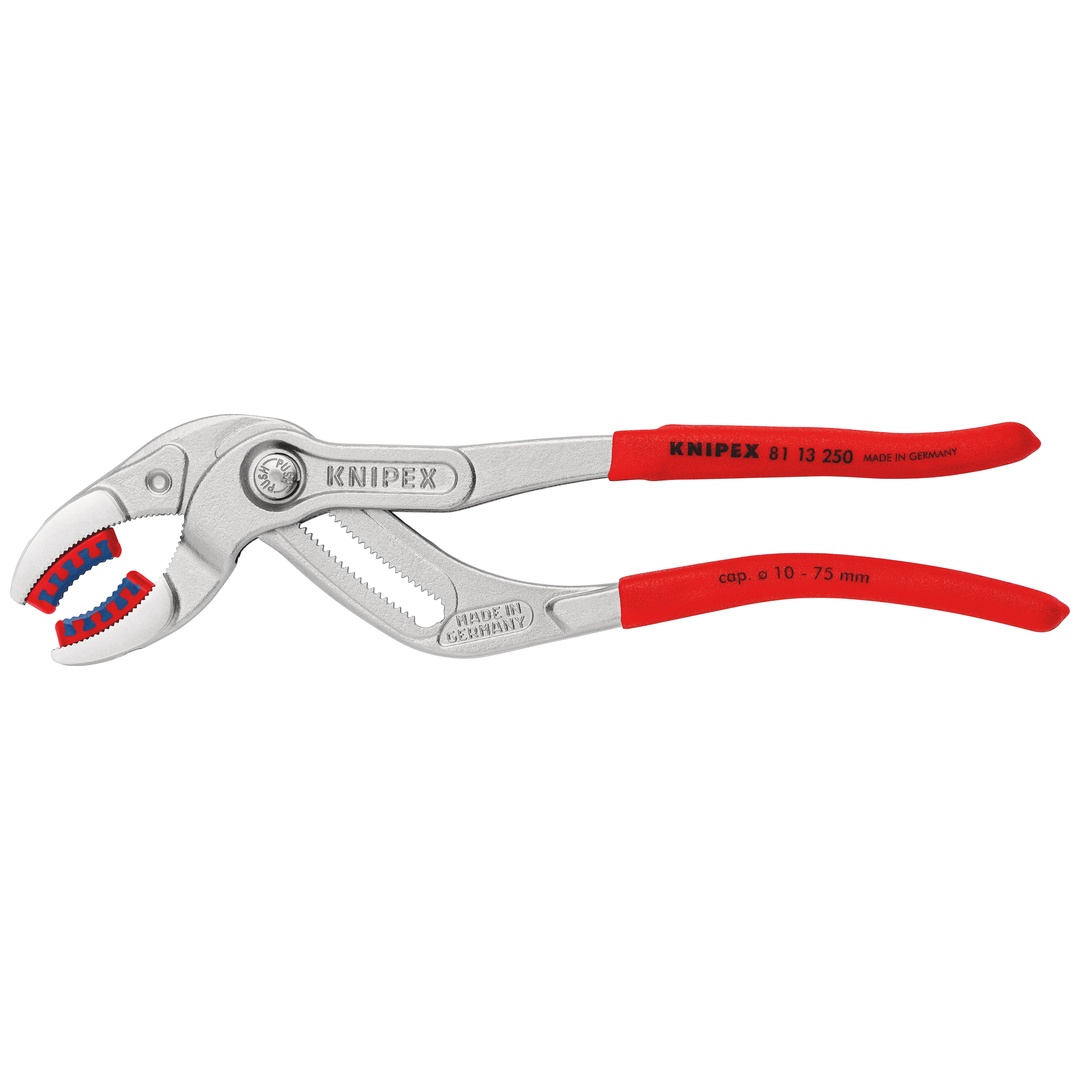 Knipex Siphon- und Connectorenzange SpeedGrip, mit rutschhemmendem Kunststoff überzogen, verchromt 250 mm, Ø bis 75 mm