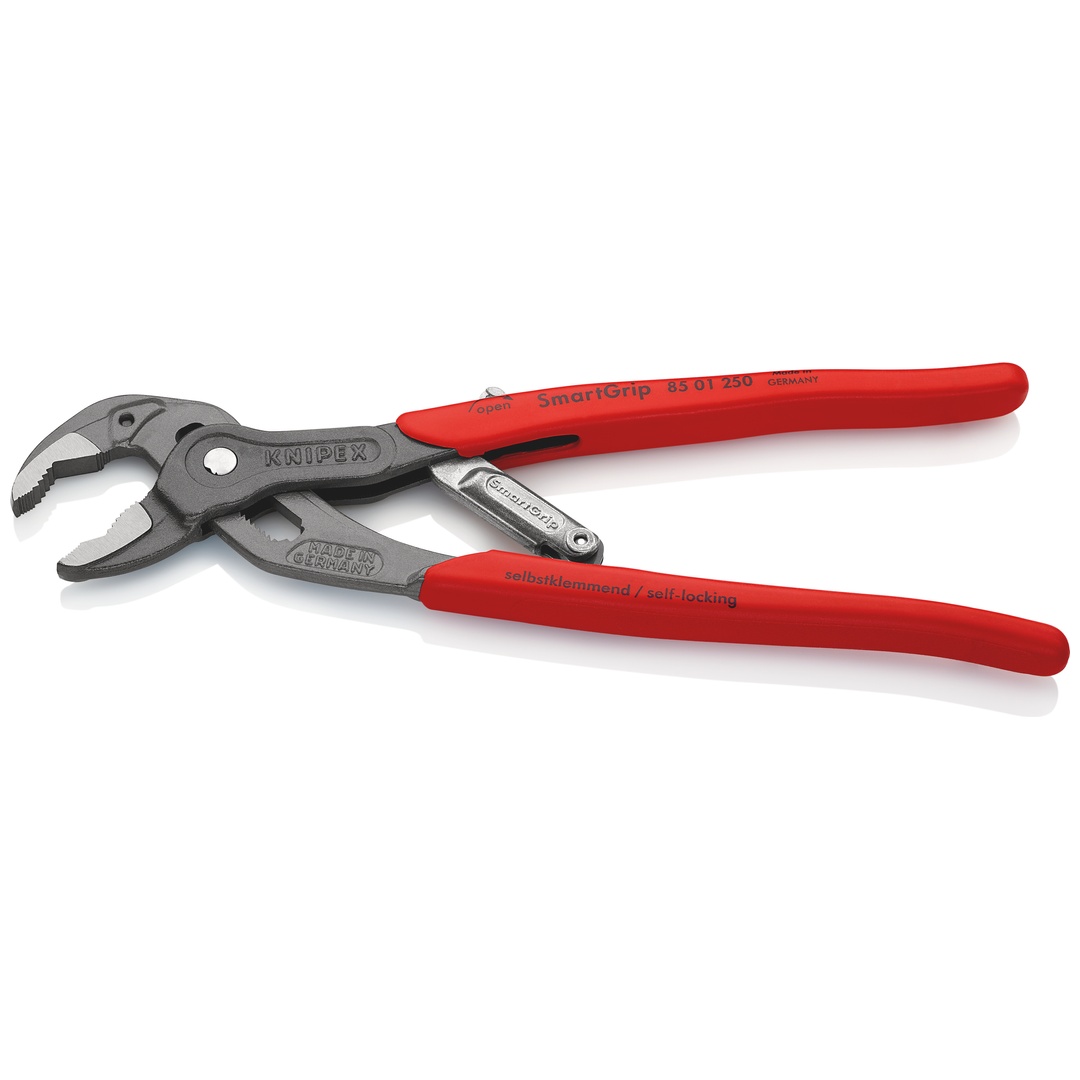 Knipex SmartGrip Wasserpumpenzange mit automatischer Einstellung, mit rutschhemmendem Kunststoff überzogen, grau atramentiert 250 mm