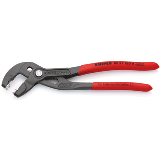 Knipex Federbandschellenzange, mit rutschhemmendem Kunststoff überzogen, grau atramentiert 180 mm (SB-Karte/Blister)