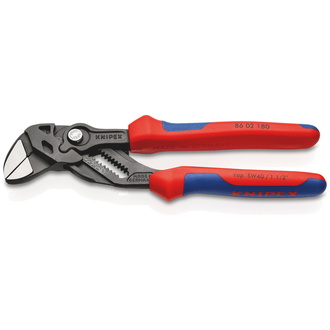 Knipex Zangenschlüssel Zange und Schraubenschlüssel in einem Werkzeug, mit Mehrkomponenten-Hüllen, grau atramentiert 180 mm